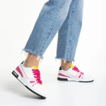 Pantofi sport dama roz din piele ecologica si material textil Raela