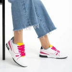 Pantofi sport dama roz din piele ecologica si material textil Raela