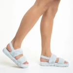 Papuci dama albastri din blana sintetica Reneka