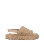 Papuci dama bej inchis din blana sintetica Retal