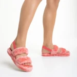 Papuci dama roz din blana sintetica Reneka