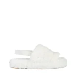 Papuci dama albi din blana sintetica Retal