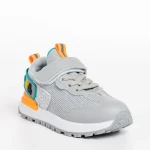 Pantofi sport copii gri din piele ecologica si material textil Carson