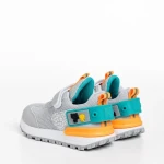 Pantofi sport copii gri din piele ecologica si material textil Carson