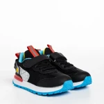 Pantofi sport copii negri din piele ecologica si material textil Carson