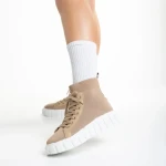 Pantofi sport dama bej inchis din material textil Indya
