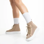 Pantofi sport dama bej inchis din material textil Indya