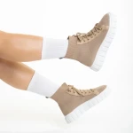 Pantofi sport dama bej inchis din material textil Indya