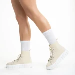 Pantofi sport dama bej deschis din material textil Indya