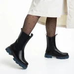 Cizme dama negre cu albastru din piele ecologica Idalia