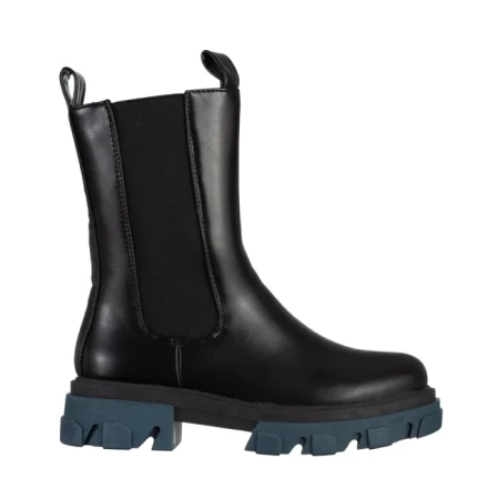 Cizme dama negre cu albastru din piele ecologica Idalia