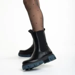 Cizme dama negre cu albastru din piele ecologica Idalia