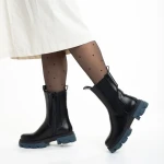 Cizme dama negre cu albastru din piele ecologica Idalia