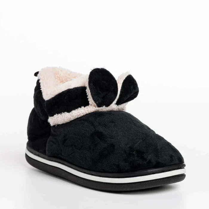 Papuci copii negri din material textil Paco