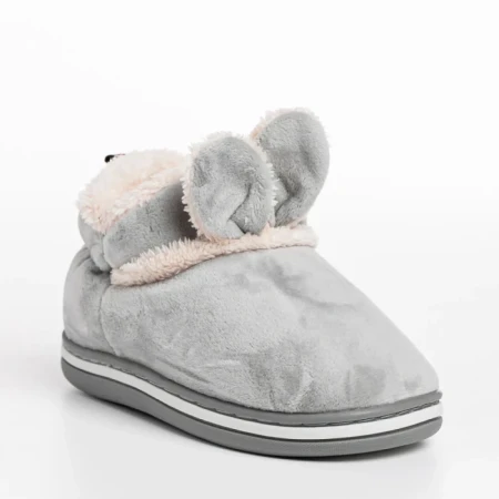 Papuci copii gri din material textil Paco