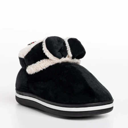 Papuci copii negri din material textil Paco