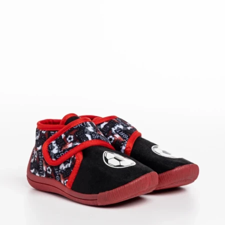 Papuci copii negri cu rosu din material textil Solina