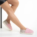 Papuci dama roz din material textil Rogina