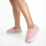 Papuci dama roz din material textil Rogina