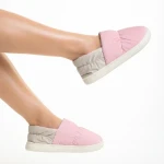 Papuci dama roz din material textil Rogina