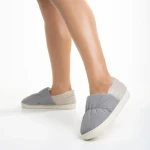 Papuci dama gri din material textil Rogina