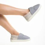 Papuci dama gri din material textil Rogina