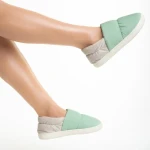 Papuci dama verzi din material textil Rogina