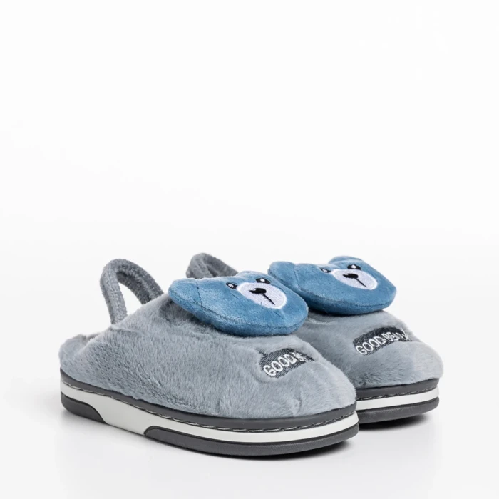 Papuci copii gri din material textil Ronnie