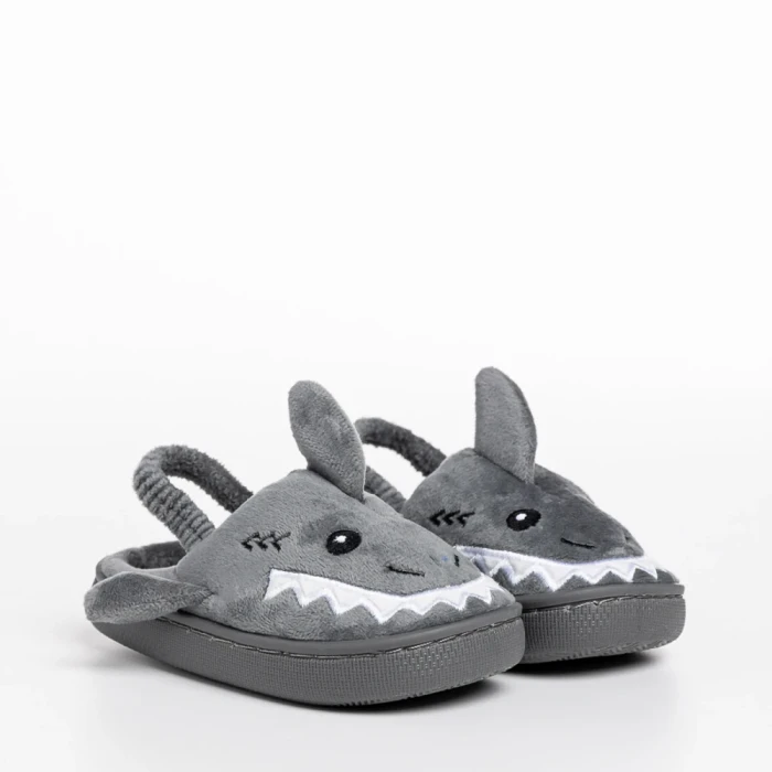 Papuci copii gri din material textil Vanden