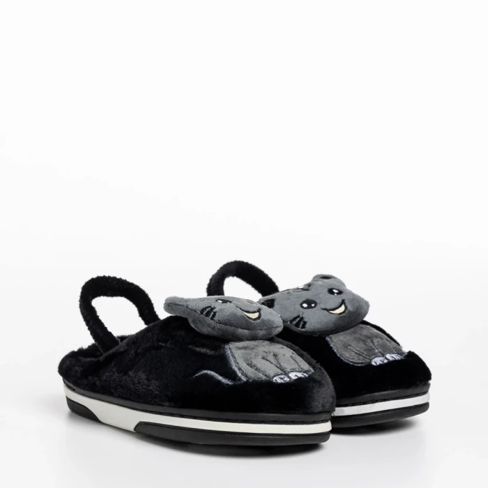Papuci copii negri din material textil Sivan