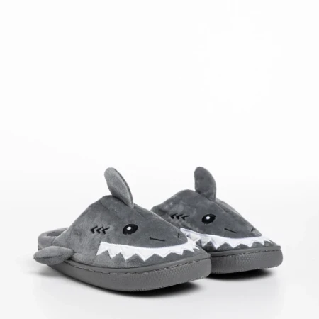 Papuci copii gri din material textil Vanden