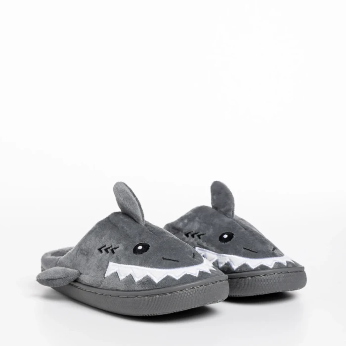 Papuci copii gri din material textil Vanden