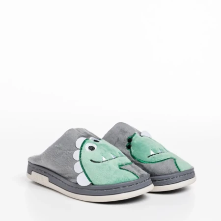 Papuci copii gri din material textil Vertis