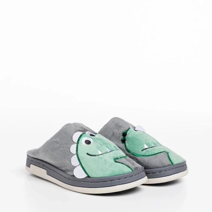 Papuci copii gri din material textil Vertis