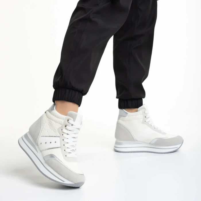 Pantofi sport dama albi din piele ecologica Rakayla