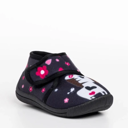 Papuci copii negri din material textil Sadira