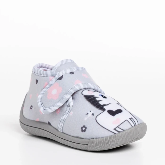 Papuci copii gri din material textil Sadira