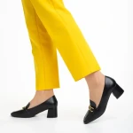 Pantofi dama negri din piele ecologica cu toc Renaye