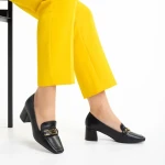 Pantofi dama negri din piele ecologica cu toc Renaye