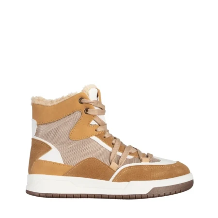 Pantofi sport dama camel din piele ecologica si material textil Reveca