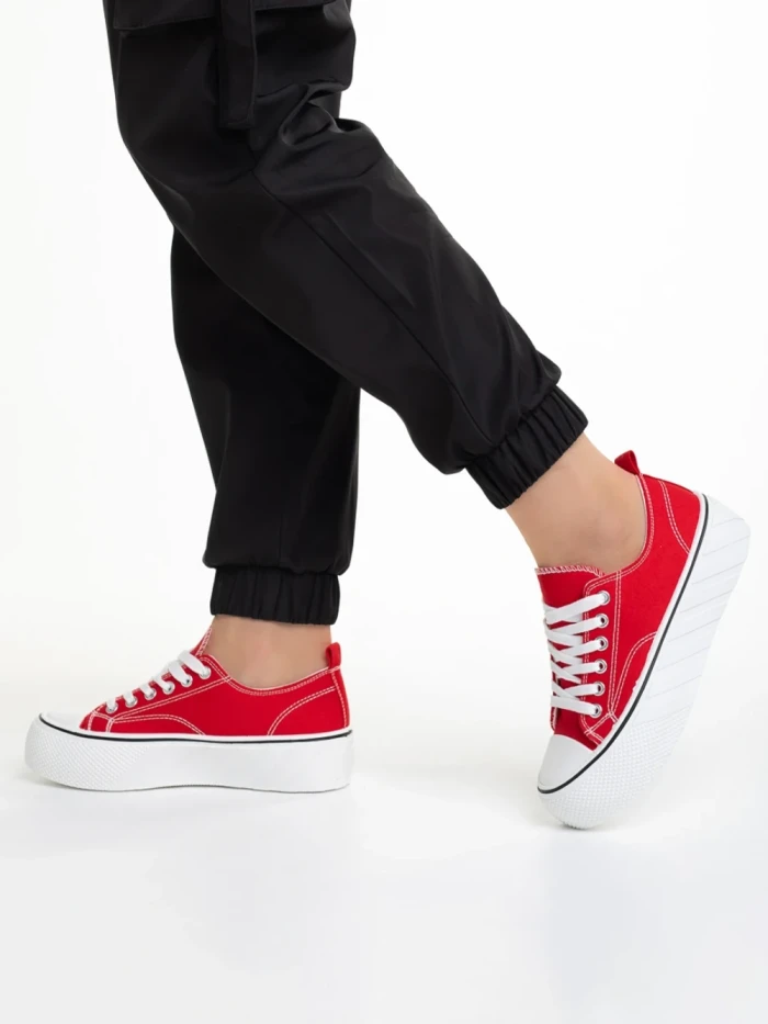 Tenisi dama rosii din material textil Lariah