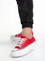 Tenisi dama rosii din material textil Lariah