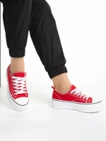 Tenisi dama rosii din material textil Lariah