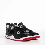 Pantofi sport barbati negri cu rosu din piele ecologica Abramo