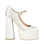 Pantofi dama cream din material textil cu toc Caira