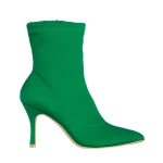 Botine dama verzi din material textil cu toc Rasheda