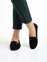 Mocasini dama negri din material textil Elmira