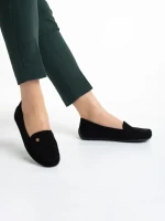 Mocasini dama negri din material textil Elmira