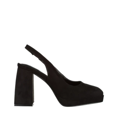 Pantofi dama negri din material textil cu toc Dalaina