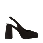 Pantofi dama negri din material textil cu toc Dalaina